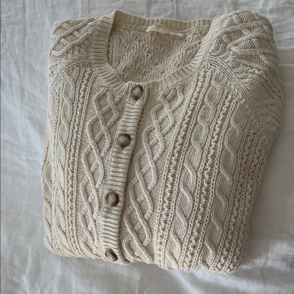 Sezane Cream Cable Knit Sweater - Picture 11 of 13